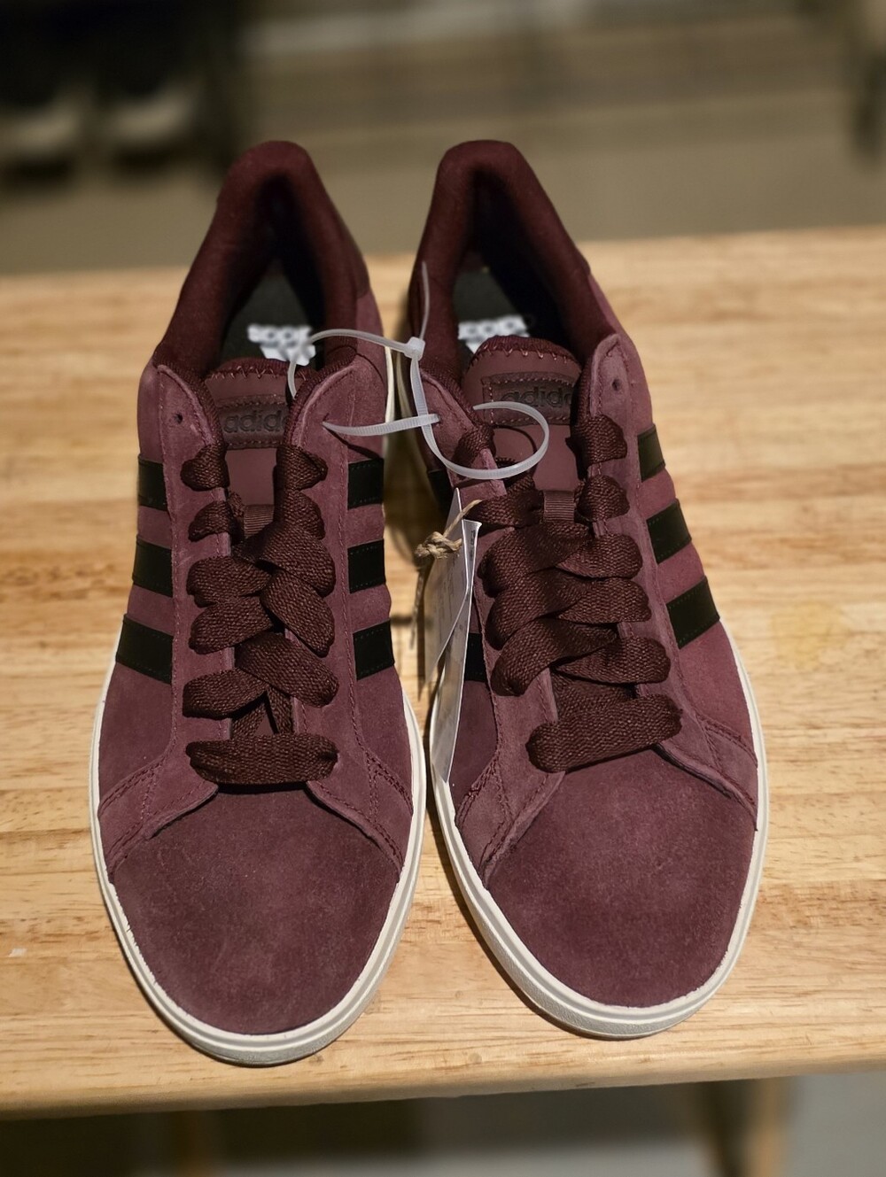 adidas Men's Burgundy Suede Sneakers with Black Stripes